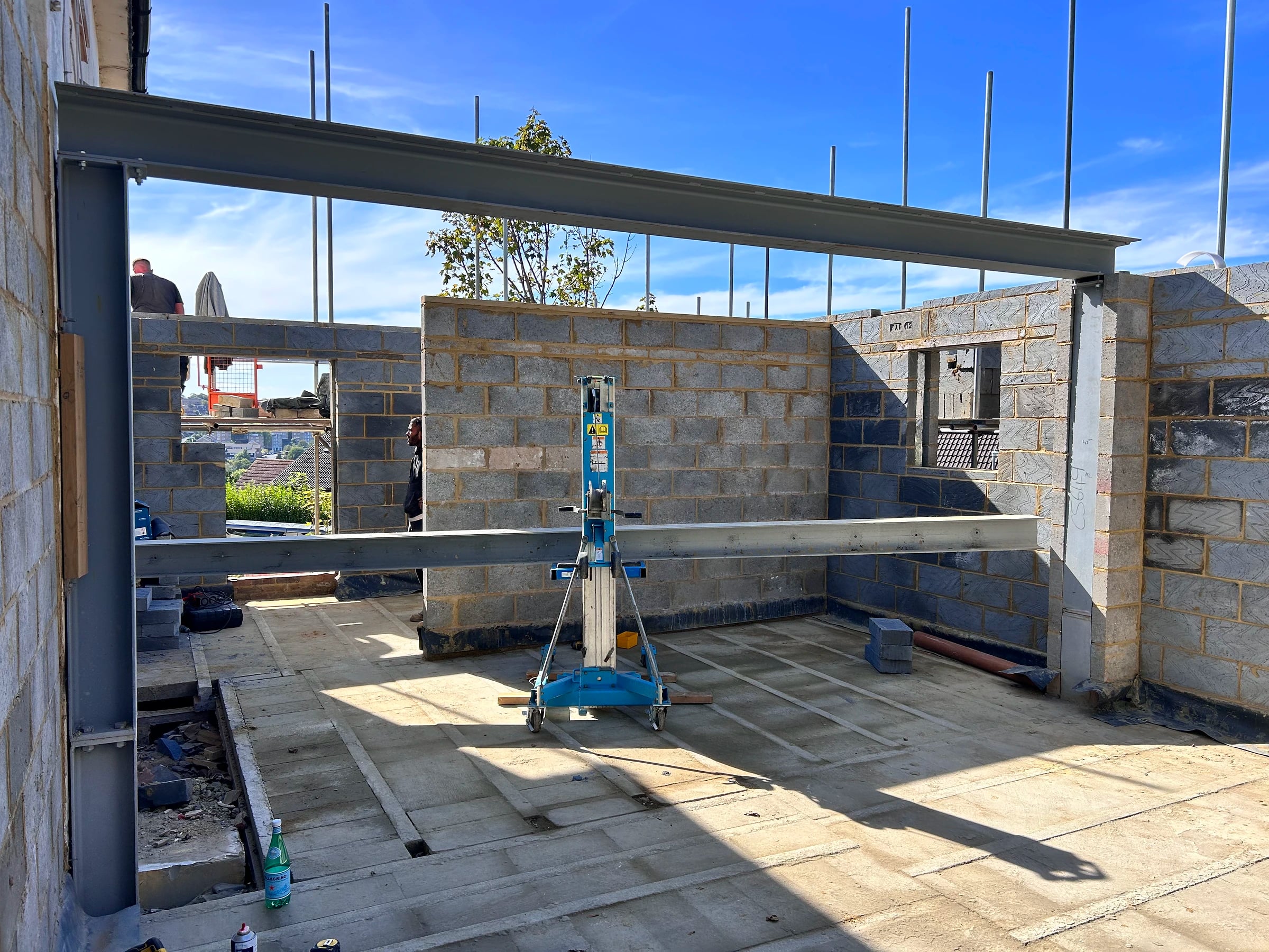 Structural steelwork alteration in progress, West Sussex